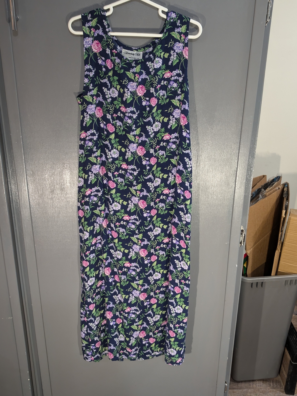 VTG 90s Disorderly Kids Floral Maxi Dress Girls Size 12 Navy Blue Rayon